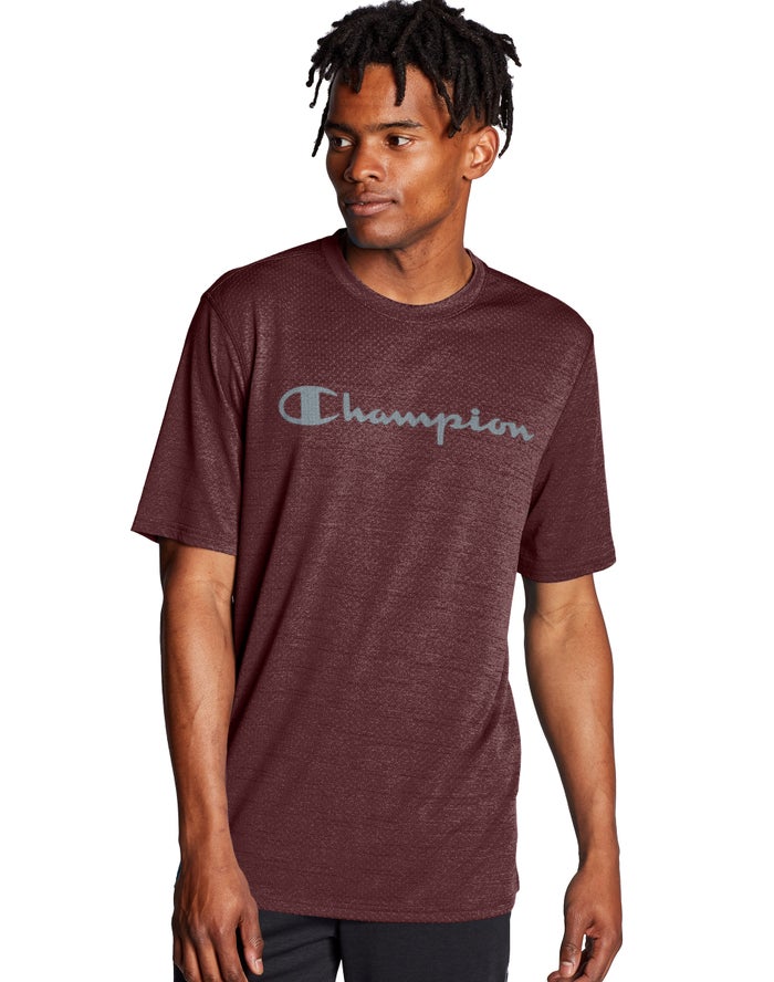 Champion T-Shirt Heren - DonkerRood - Double Dry® Heathered Mesh Textured ( 095412-ZGF )